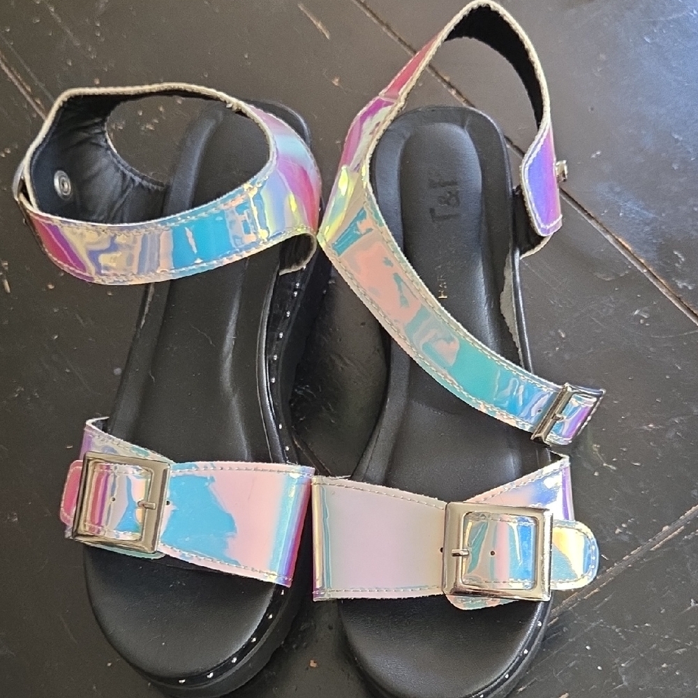 Holographic Strappy Sandals
